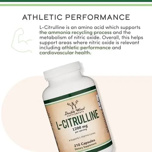 Double Wood Supplements L-Citrulline 1,200mg Capsules | Nitric Oxide for Circulation & Pump, 210 Count (Pack of 1) thumbnail 2