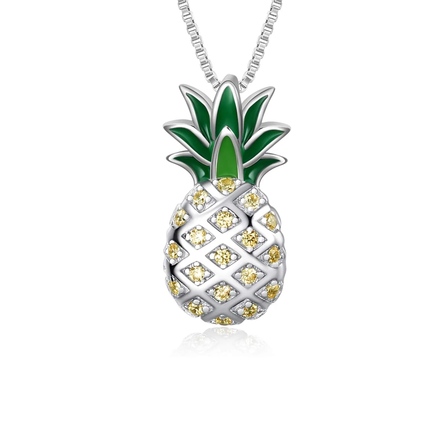LUHE Pineapple Necklace Sterling Silver 20mm | Dainty Gift for Women & Teens — A-Silver pineapple necklace