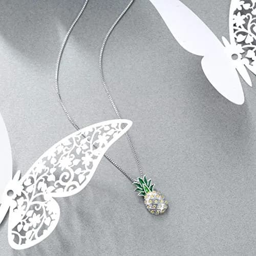 LUHE Pineapple Necklace Sterling Silver 20mm | Dainty Gift for Women & Teens thumbnail 4