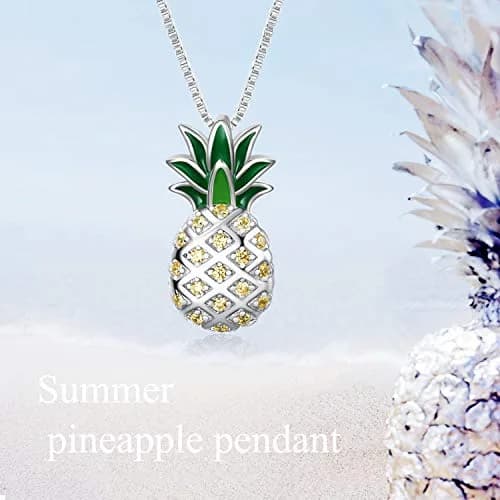 LUHE Pineapple Necklace Sterling Silver 20mm | Dainty Gift for Women & Teens thumbnail 5