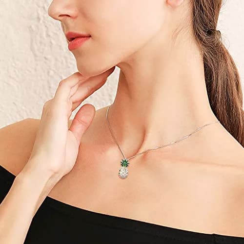 LUHE Pineapple Necklace Sterling Silver 20mm | Dainty Gift for Women & Teens thumbnail 2