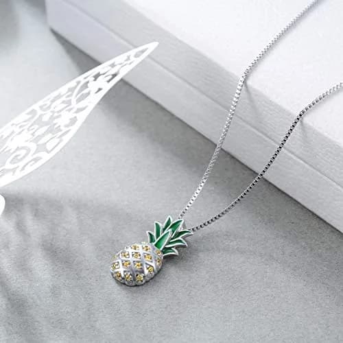 LUHE Pineapple Necklace Sterling Silver 20mm | Dainty Gift for Women & Teens thumbnail 3