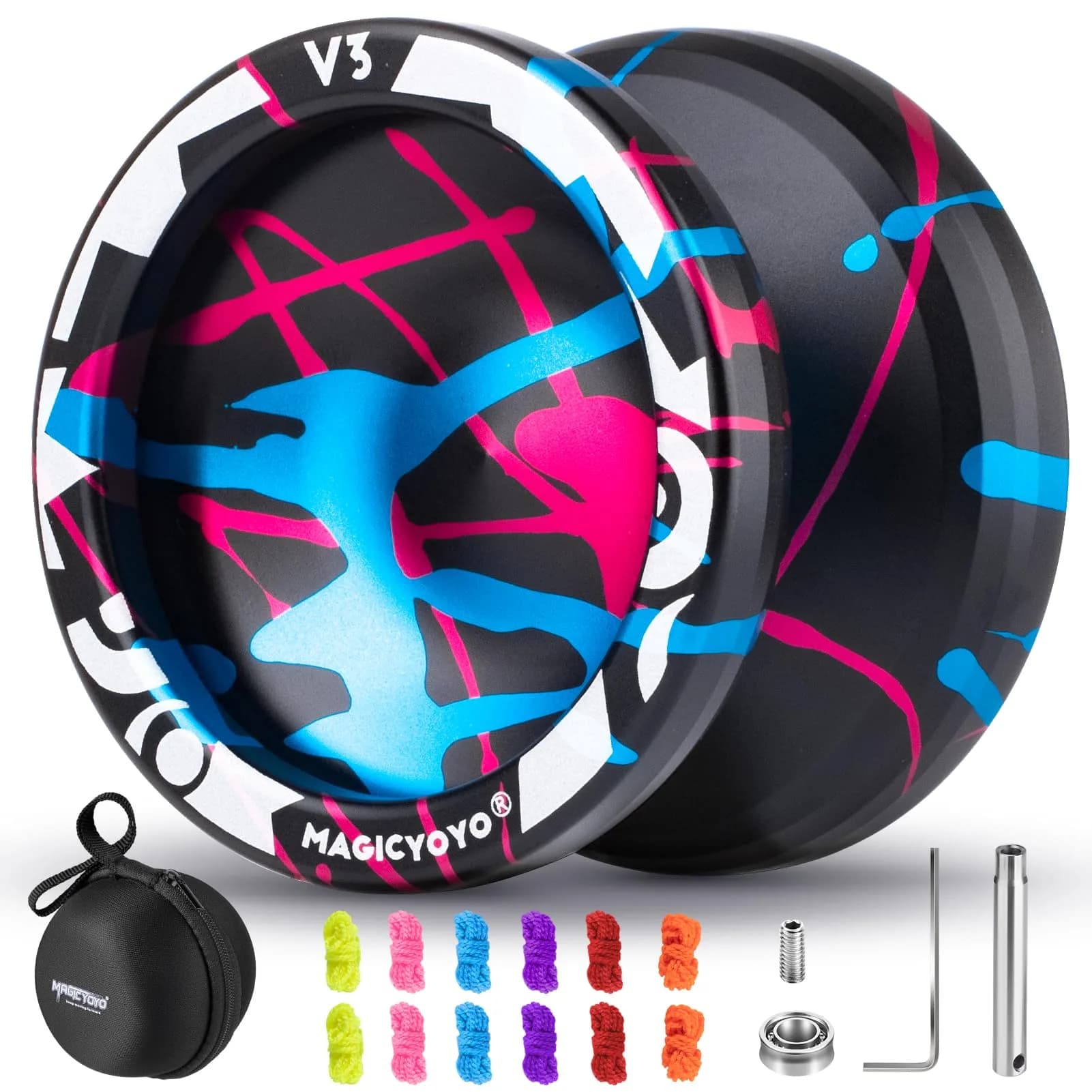 MAGICYOYO V3 Responsive & Unresponsive Yo-yo Dual Function | Aluminum Alloy 6061, 64.9g (2.29 oz) — Black Blue Pink