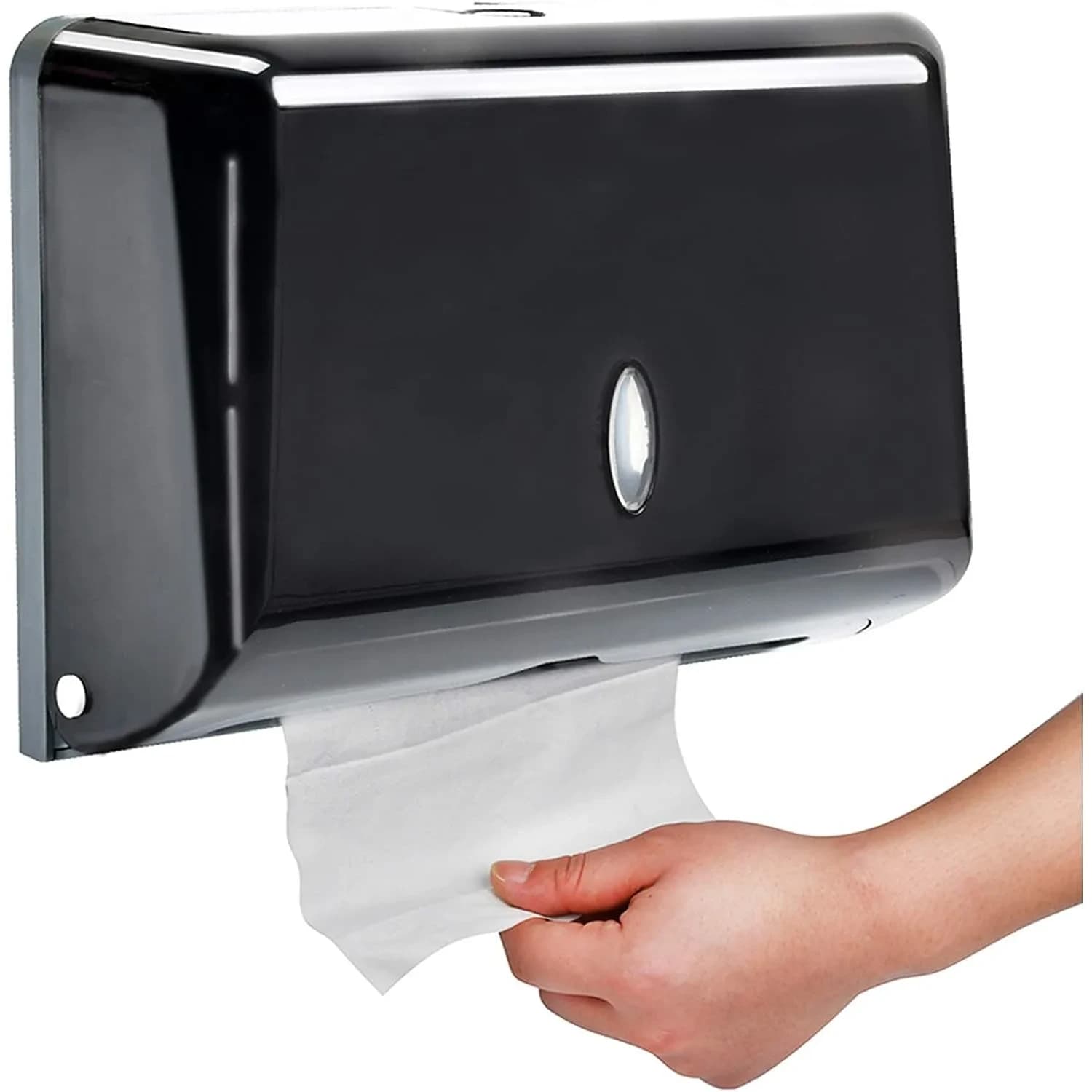 AIFUSI Black Paper Towel Dispenser | Wall Mount C-Fold/Multifold Holder for Bathroom, Kitchen (200 Sheet Capacity)