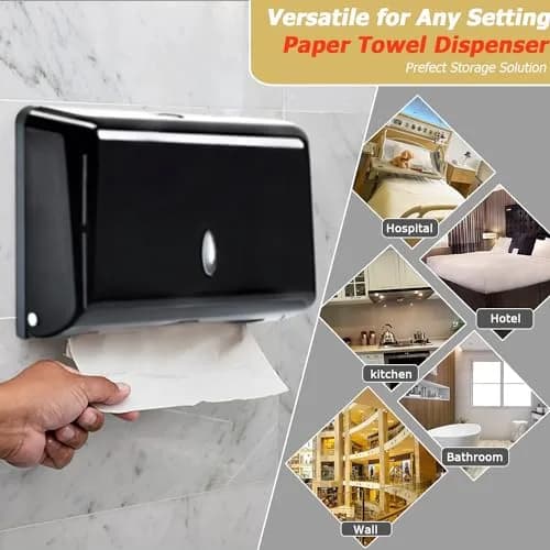 AIFUSI Black Paper Towel Dispenser | Wall Mount C-Fold/Multifold Holder for Bathroom, Kitchen (200 Sheet Capacity) thumbnail 5