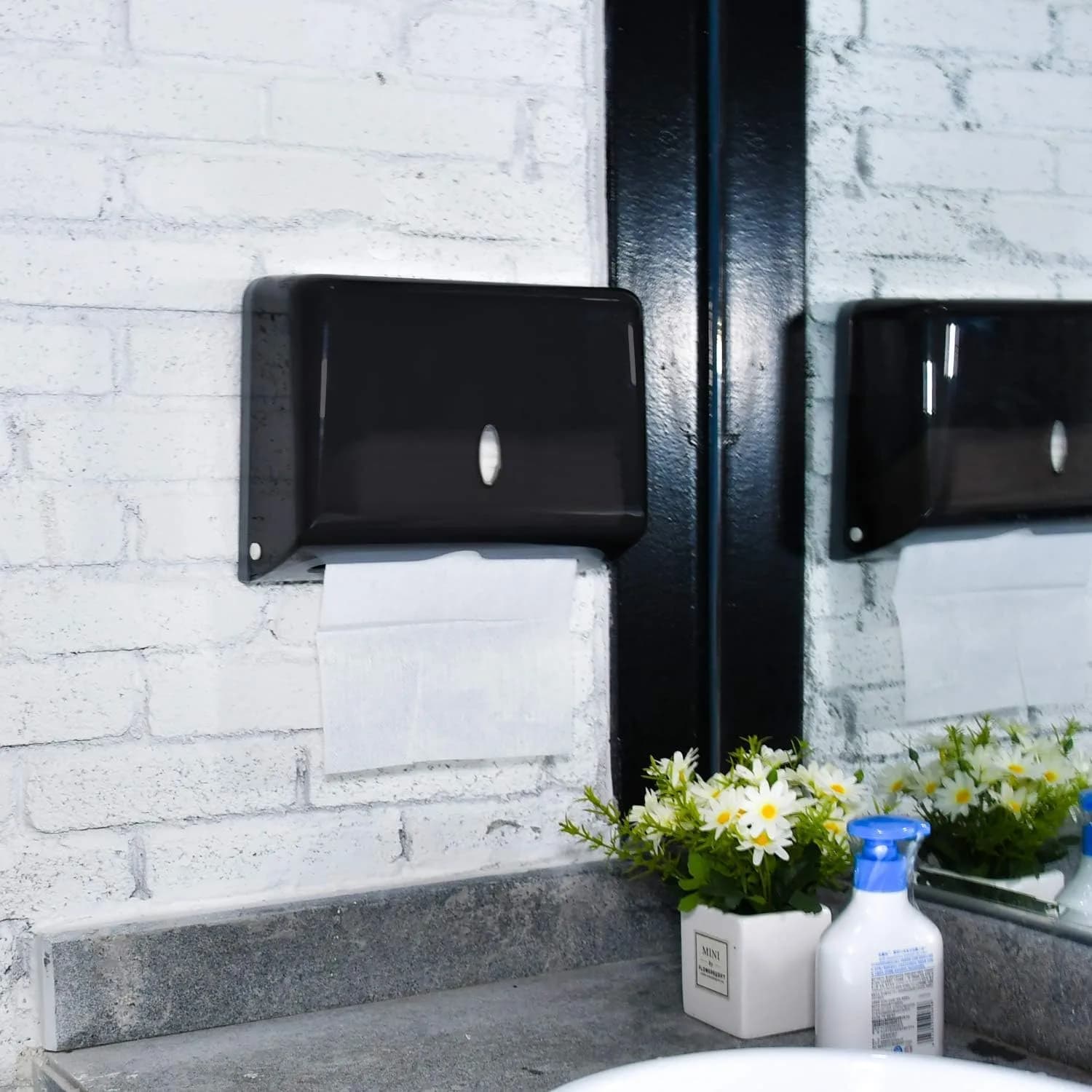 AIFUSI Black Paper Towel Dispenser | Wall Mount C-Fold/Multifold Holder for Bathroom, Kitchen (200 Sheet Capacity) - view 7