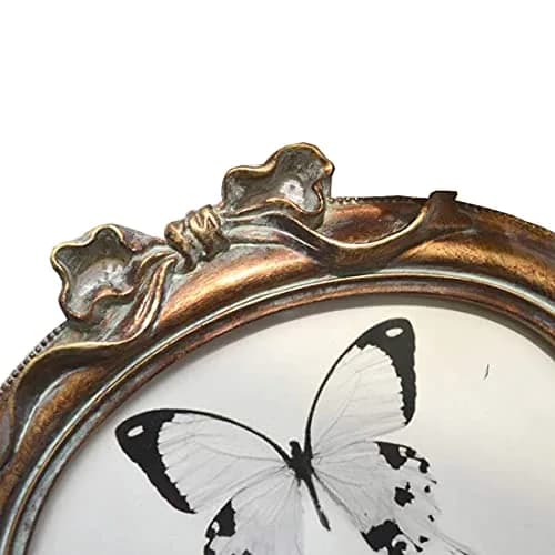 SIKOO Vintage Oval 4x6 Picture Frame Antique Ornate | Bronze Gold Resin with Glass Front thumbnail 7