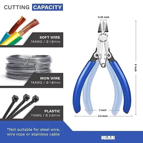 IGAN-330 Flush Cutters, Precision Wire Cutter, 5''x1 | Ultra-sharp CR-V for Electronics & Jewelry thumbnail 2
