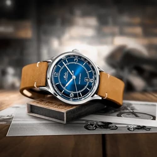 MIDO Multifort Patrimony Swiss Automatic Watch for Men - Blue Dial - 40mm Stainless Steel - Tan Leather Strap thumbnail 4