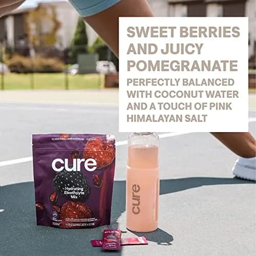 Cure Hydration Plant-Based Electrolyte Drink Mix Berry Pomegranate 14 Packets | Hydration Relief Powder thumbnail 5