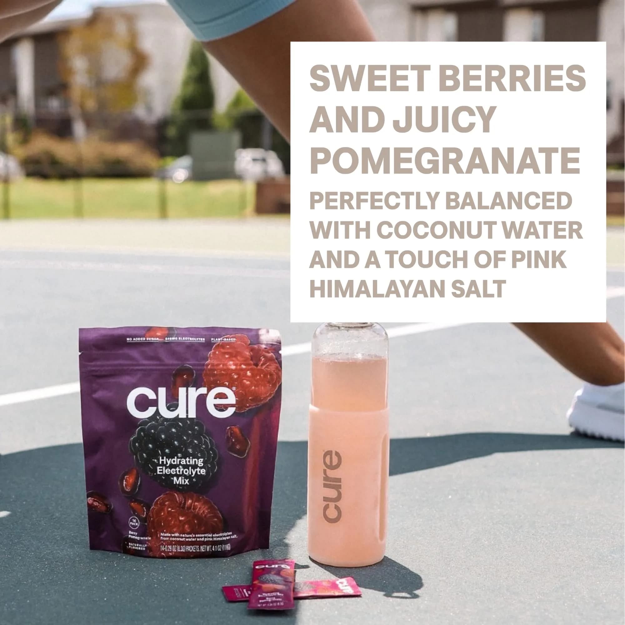 Cure Hydration Plant-Based Electrolyte Drink Mix Berry Pomegranate 14 Packets | Hydration Relief Powder - view 5