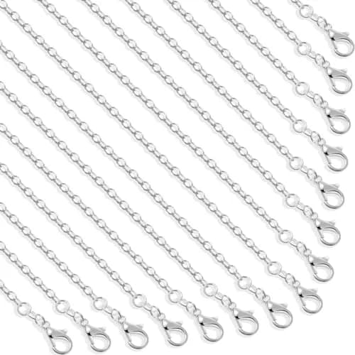 Selizo 30 Pack Silver Plated Cable Necklace Chains 18 Inches (45.7 cm) | Jewelry Making Supplies thumbnail 1