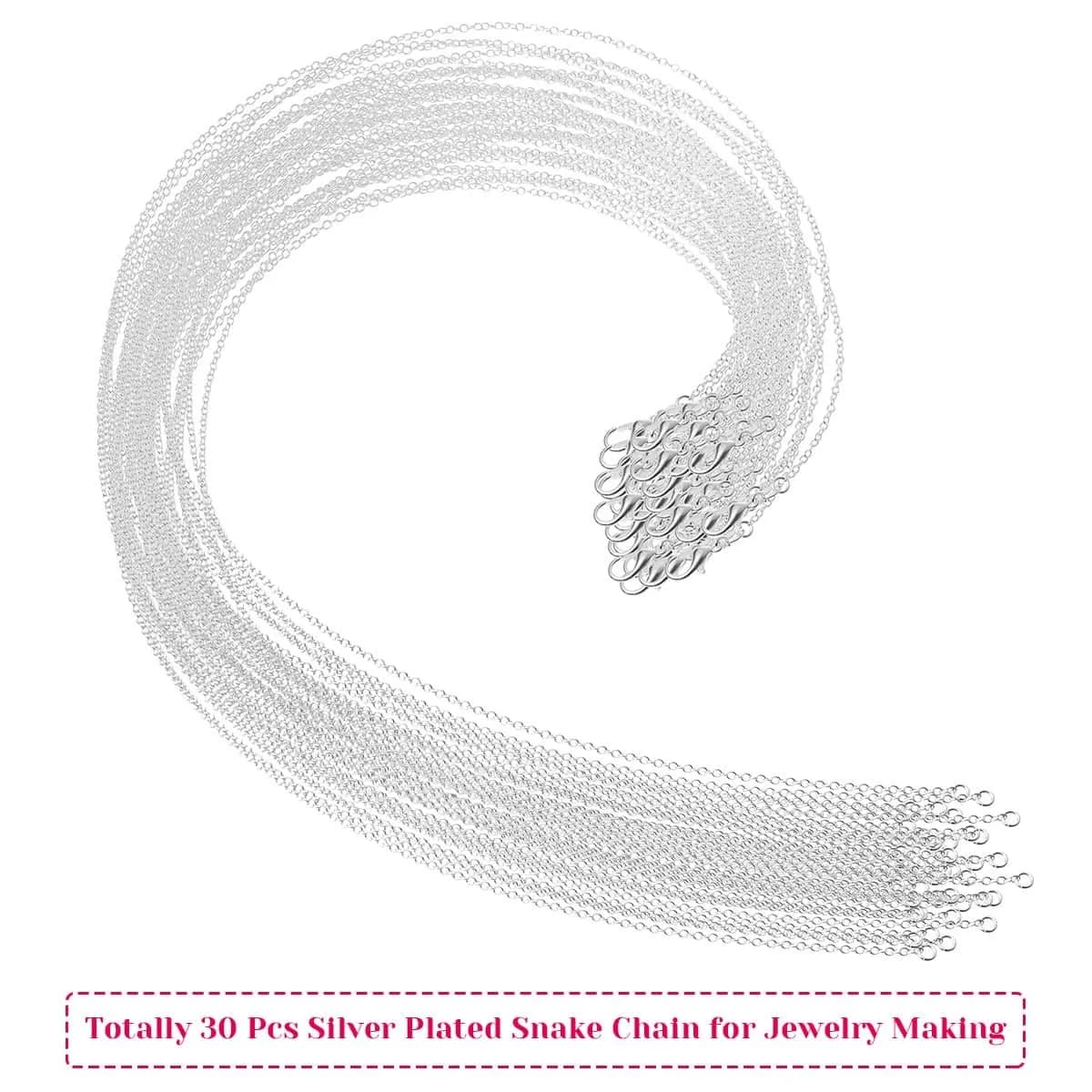 Selizo 30 Pack Silver Plated Cable Necklace Chains 18 Inches (45.7 cm) | Jewelry Making Supplies - view 2
