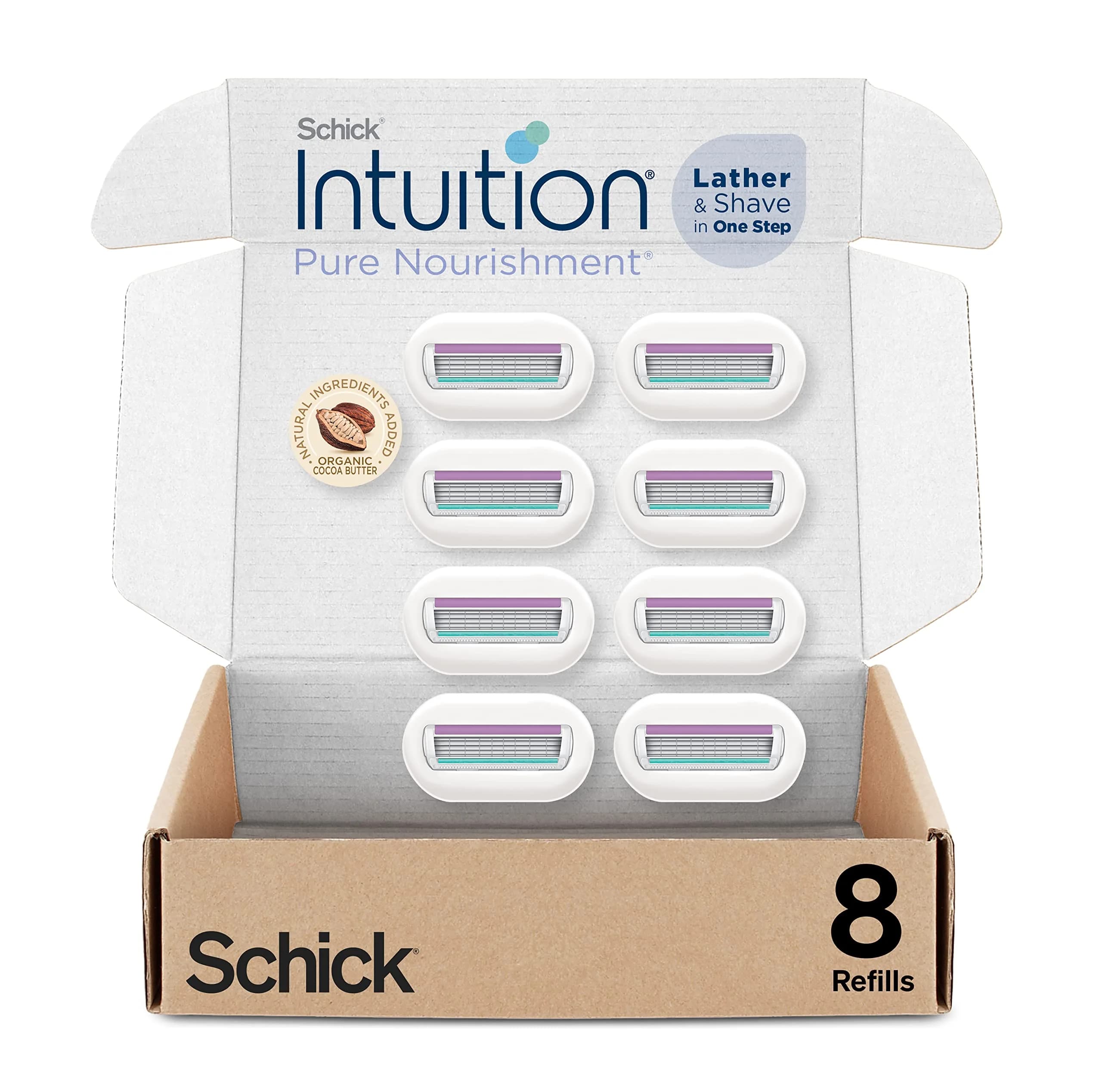 INTUITION Organic Razor Refill, 8 Count | Moisturizing Cocoa Butter for Women