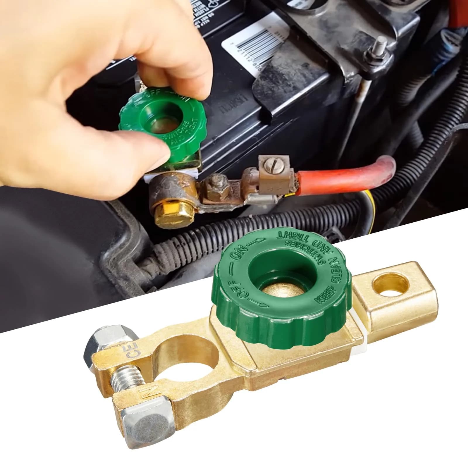 Spurtar Green 2-Piece Battery Disconnect Switch for Cars, Boats, RVs - 12V 125A - view 2
