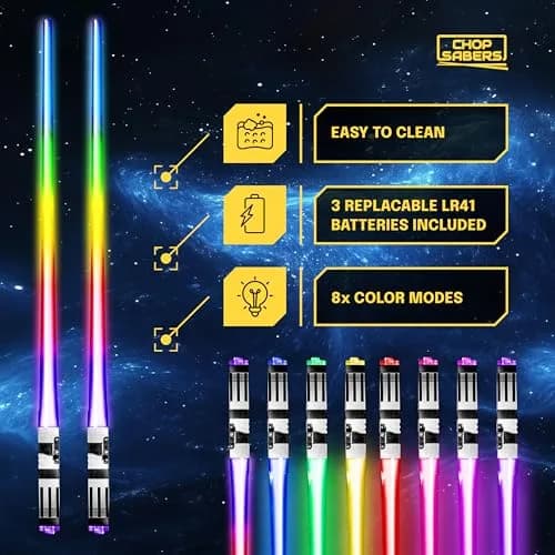 ChopSabers LED Lightsaber Chopsticks 25.9 cm (10.25 in) | 8 Color Modes thumbnail 3
