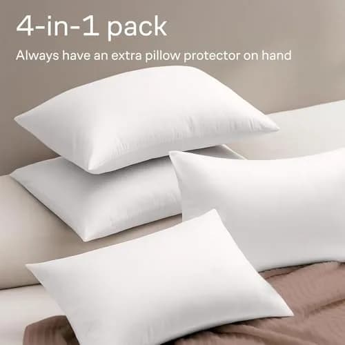 Niagara Sleep Solution Ultra Soft Pillow Protectors with Zipper King Size | Breathable Microfiber, Set of 4, White thumbnail 8