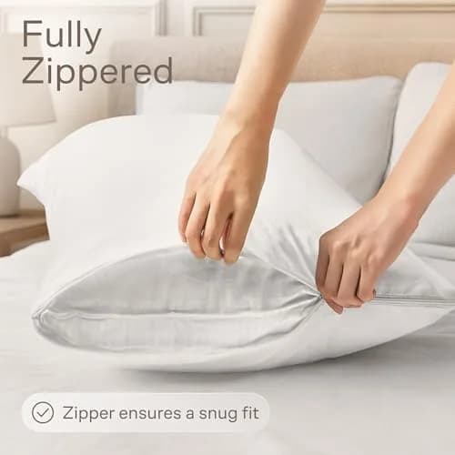 Niagara Sleep Solution Ultra Soft Pillow Protectors with Zipper King Size | Breathable Microfiber, Set of 4, White thumbnail 3