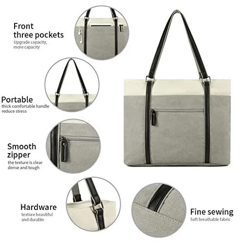 BAG WIZARD Laptop Tote Bag for Women, 15.6 Inch Work Bag with Laptop Compartment and Zipper, 14L (0.49 cu ft) | Organized Carry-On for Office & Travel thumbnail 6