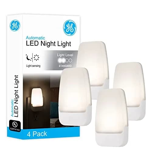 GE Plug-in Night Light with Dusk to Dawn Sensor, 4 Pack | Warm White LED, 0.5W thumbnail 1