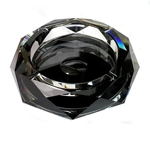Amlong Crystal Octagon Black Crystal Ashtray 5 Inch | Elegant Cigarette & Cigar Holder thumbnail 4