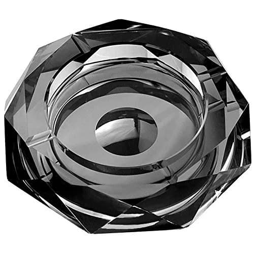 Amlong Crystal Octagon Black Crystal Ashtray 5 Inch | Elegant Cigarette & Cigar Holder thumbnail 2