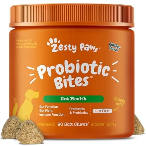 Zesty Paws Probiotics for Dogs - Gut Health, Chicken, 90 Ct | Supports Digestive & Immune Health thumbnail 1