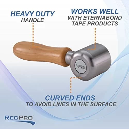 RecPro 2" Steel Roller with Wood Handle for Sealant Tape | RV Roof Repair | Sealant Steel Seam Roller 1-1/2" X 2" Radius Edge thumbnail 4