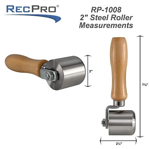 RecPro 2" Steel Roller with Wood Handle for Sealant Tape | RV Roof Repair | Sealant Steel Seam Roller 1-1/2" X 2" Radius Edge thumbnail 3