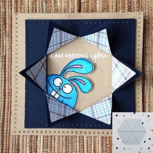 DIY Scrapbooking Artist 1 Pcs Center Pop Up Hexagon Cutting Dies | High-Quality Carbon Steel (1 set, Silver, 10g) thumbnail 1