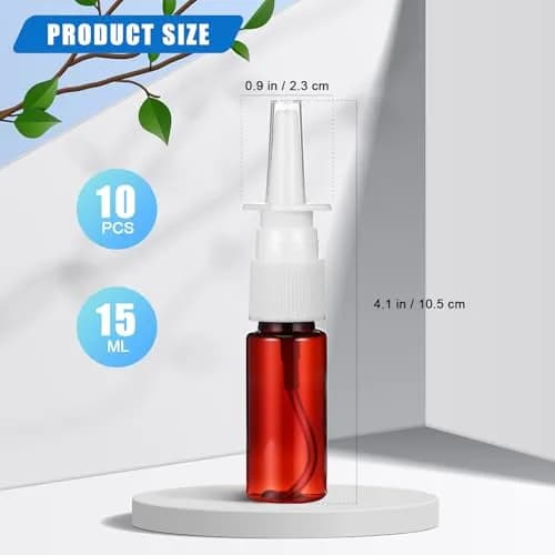 ARTIBETTER 15ml Refillable Nasal Spray Bottle Amber Plastic | Compact Leakproof Mist for Travel & Personal Care thumbnail 4