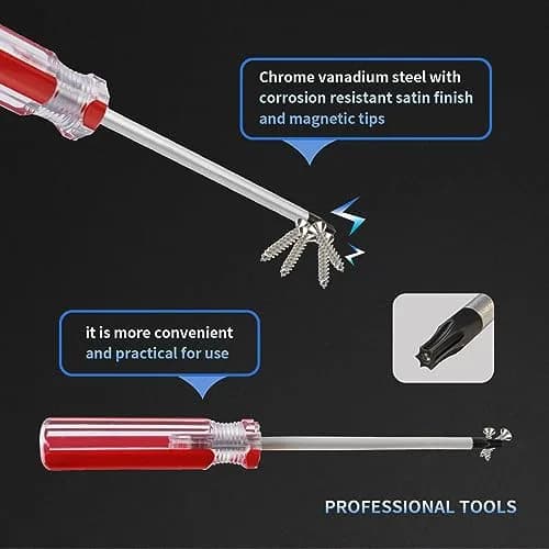 Antrader T20 5mm Magnetic Tip Plastic Grip Torx Security Screwdriver | Chrome Vanadium Steel, Red Handle thumbnail 5