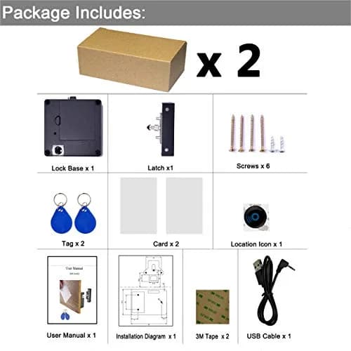 WOOCH RFID Lock Electronic Cabinet Lock 2 Pack | Hidden DIY Lock with USB Cable for Wooden Cabinets thumbnail 7