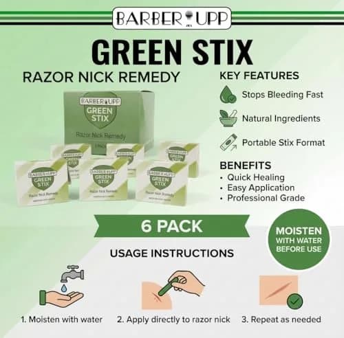 BARBERUPP Styptic Sticks for Razor Nicks 6 Pack | Stops Bleeding Fast, Sanitary & Fragrance-Free (120 Sticks) thumbnail 2