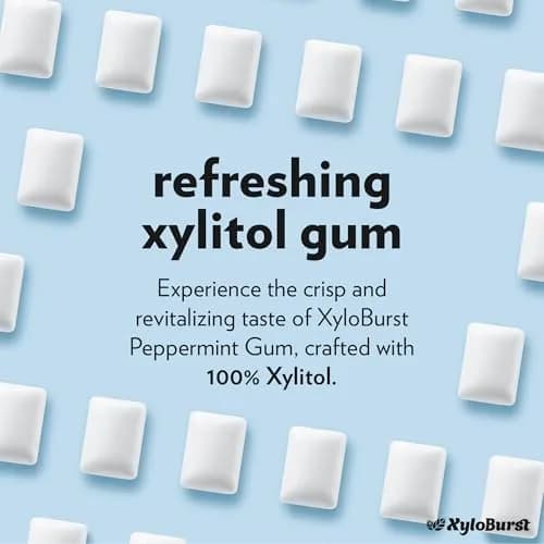 XyloBurst Peppermint Xylitol Chewing Gum 300 Pieces (100 Count Jar, Pack of 3) | Sugar-Free, Gluten-Free, Keto Friendly thumbnail 3