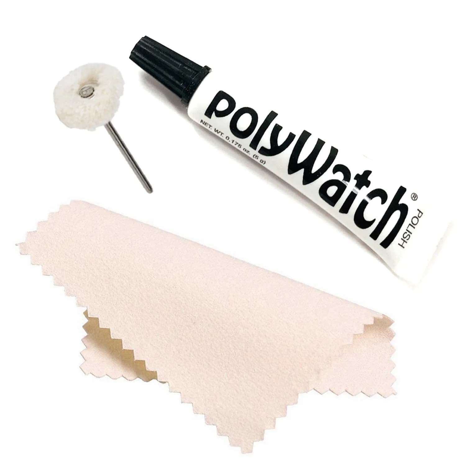 Polywatch Plastic Watch Cleaning Kit – 5ml Watch Polish for Plastic, Acrylic & Hesalite Crystals – Includes Buffing String & Polishing Cloth - main product image