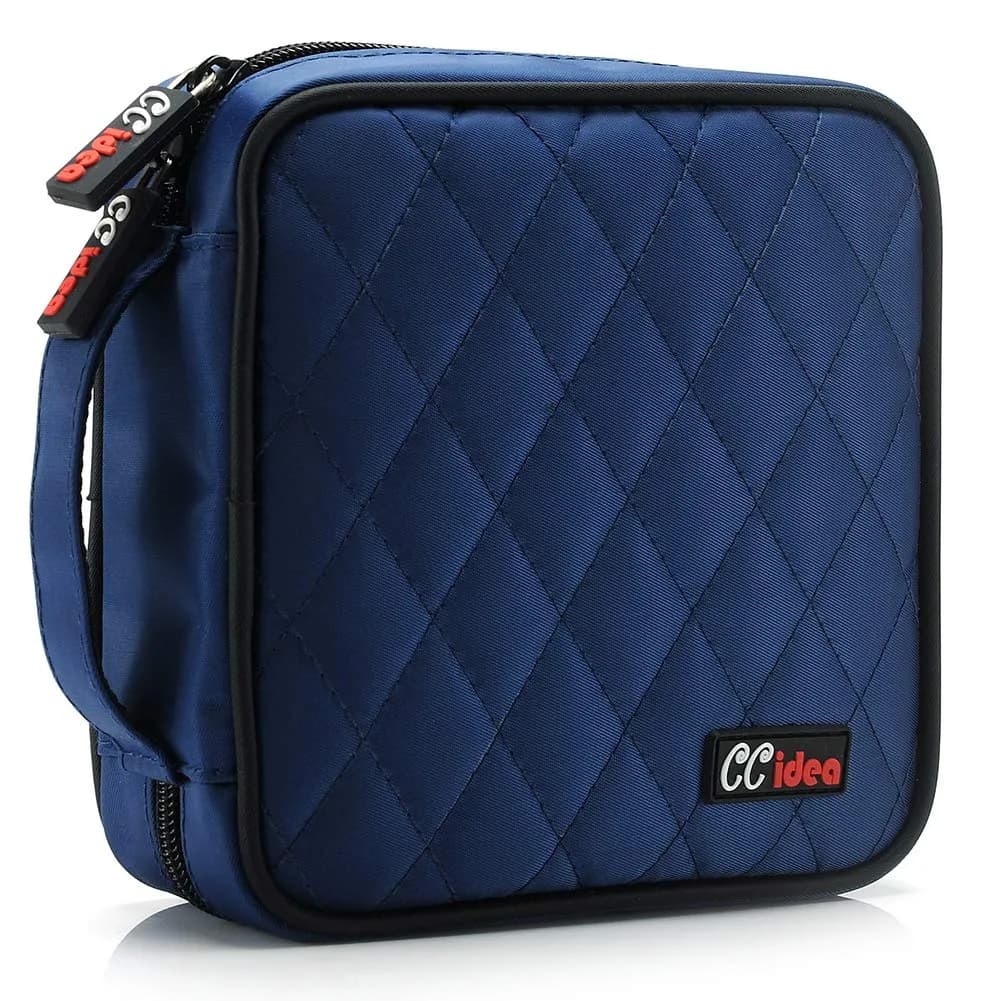 CCidea CD DVD Case Holder, Blue | Multiple Capacity Disc Organizer, Anti-Scratch & Portable (40/96/200 discs)