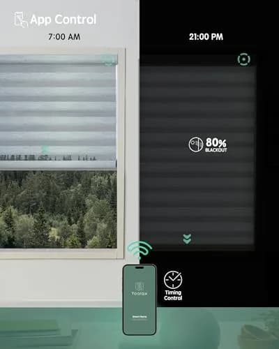 Yoolax Motorized Zebra Blinds with Remote | Room Darkening Smart Blinds for Windows (110"W x 118"H) thumbnail 4