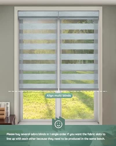 Yoolax Motorized Zebra Blinds with Remote | Room Darkening Smart Blinds for Windows (110"W x 118"H) thumbnail 7
