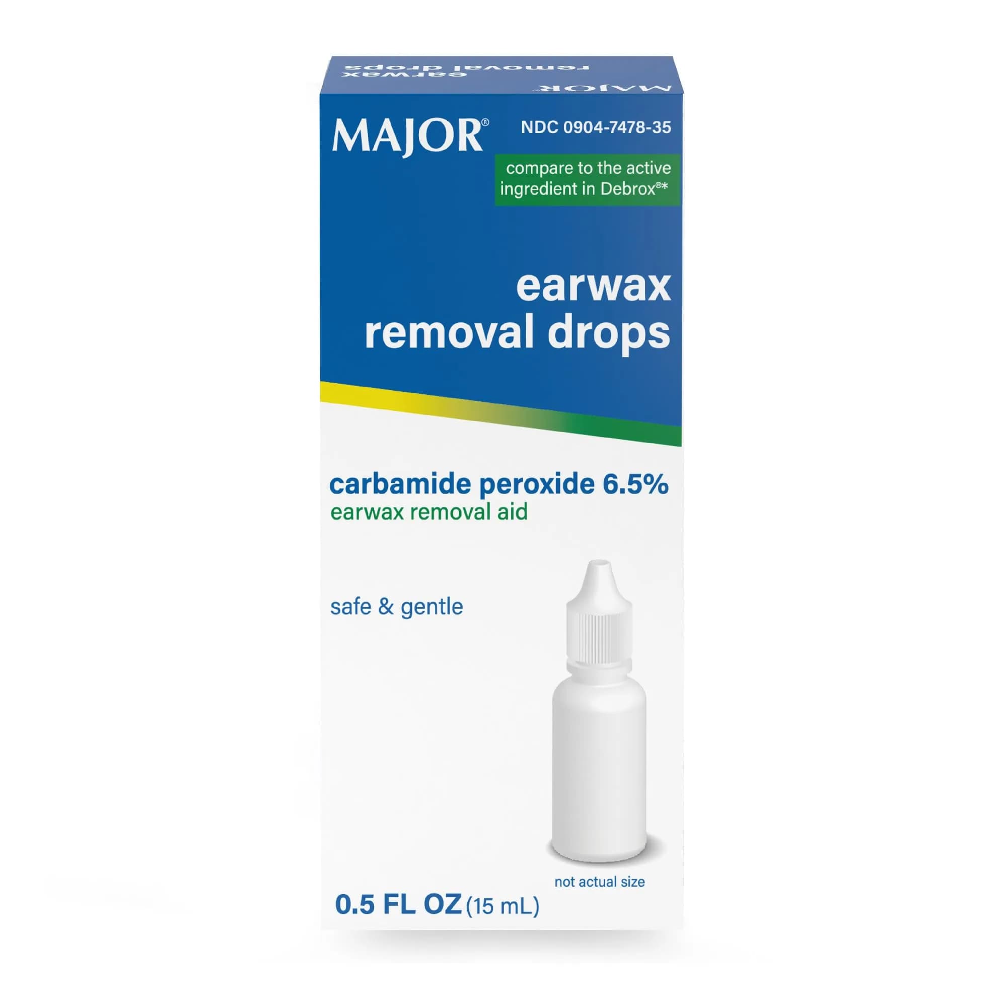 MAJOR Earwax Removal Drops with 6.5% Carbamide Peroxide | Gentle Earwax Softening Aid for Adults & Teens — 0.5 Fl Oz