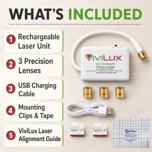 ViviLux Green Laser Guide for Sewing & Quilting, Rechargeable, Magnetic Mount, 20+ Hr Battery thumbnail 5