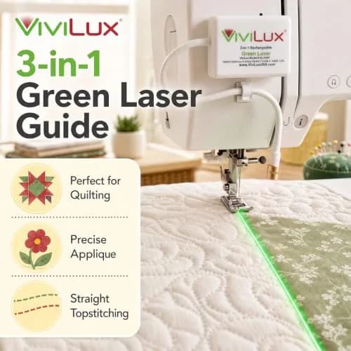 ViviLux Green Laser Guide for Sewing & Quilting, Rechargeable, Magnetic Mount, 20+ Hr Battery thumbnail 2