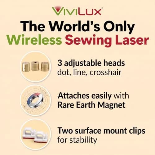 ViviLux Green Laser Guide for Sewing & Quilting, Rechargeable, Magnetic Mount, 20+ Hr Battery thumbnail 3