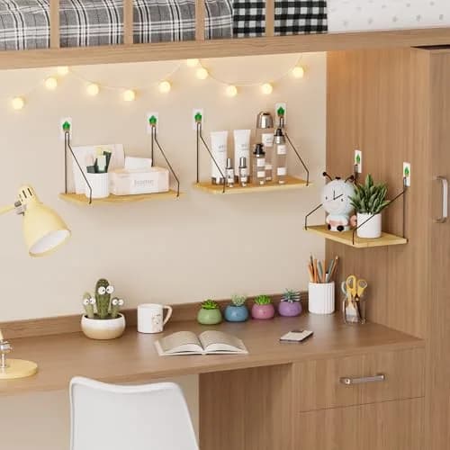QsQueen Floating Shelves for Wall, Rustic Wood Shelf, 11.8 Inch | No Drill Wall Mount Storage thumbnail 5