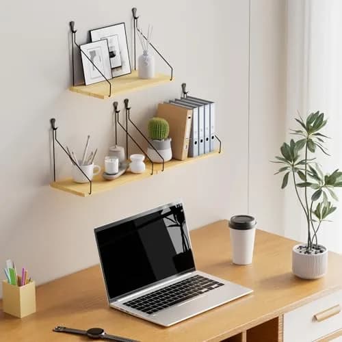QsQueen Floating Shelves for Wall, Rustic Wood Shelf, 11.8 Inch | No Drill Wall Mount Storage thumbnail 6