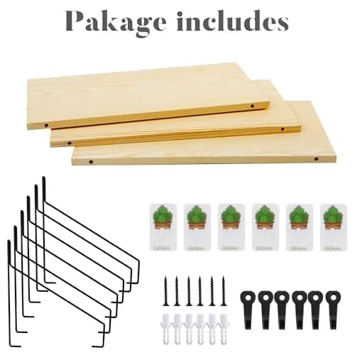 QsQueen Floating Shelves for Wall, Rustic Wood Shelf, 11.8 Inch | No Drill Wall Mount Storage thumbnail 7