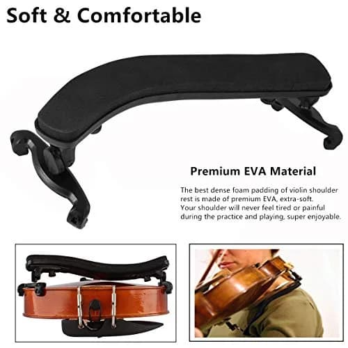 SUEWIO Violin Shoulder Rest for 4/4-3/4 Size with Collapsible Feet, Includes Practice Mute & Rosin | Adjustable Height & Width thumbnail 4