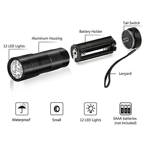 Optimal Shop UV Blacklight Flashlight 6 Pack 12 LED | Durable Aluminum Alloy Body thumbnail 4