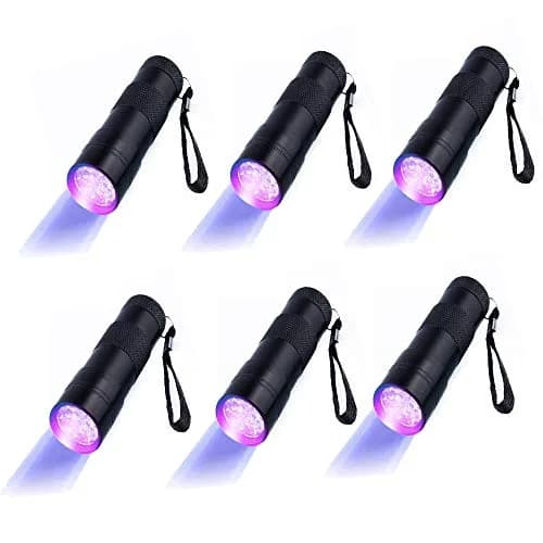 Optimal Shop UV Blacklight Flashlight 6 Pack 12 LED | Durable Aluminum Alloy Body thumbnail 1
