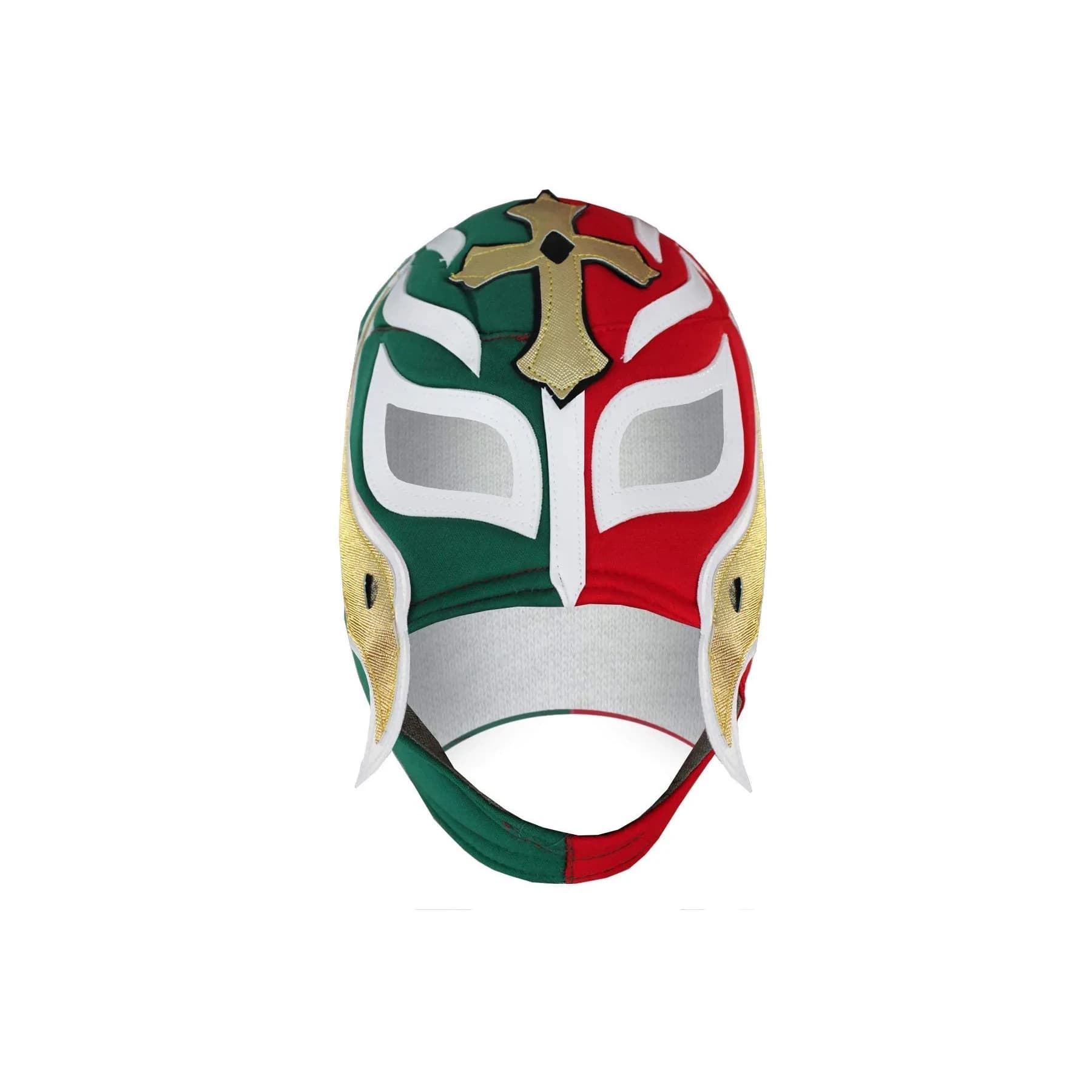 Make It Count Rey Misterio Lucha Libre Mask PRO Fit Adult Mask Green Red Design One Size Fits Most Adjustable Back Lace